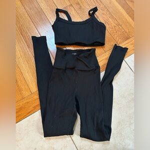YEAR OF OURS SET RIBBED VERONICA LEGGING XS AND RIBBED BRA SMALL BLACK